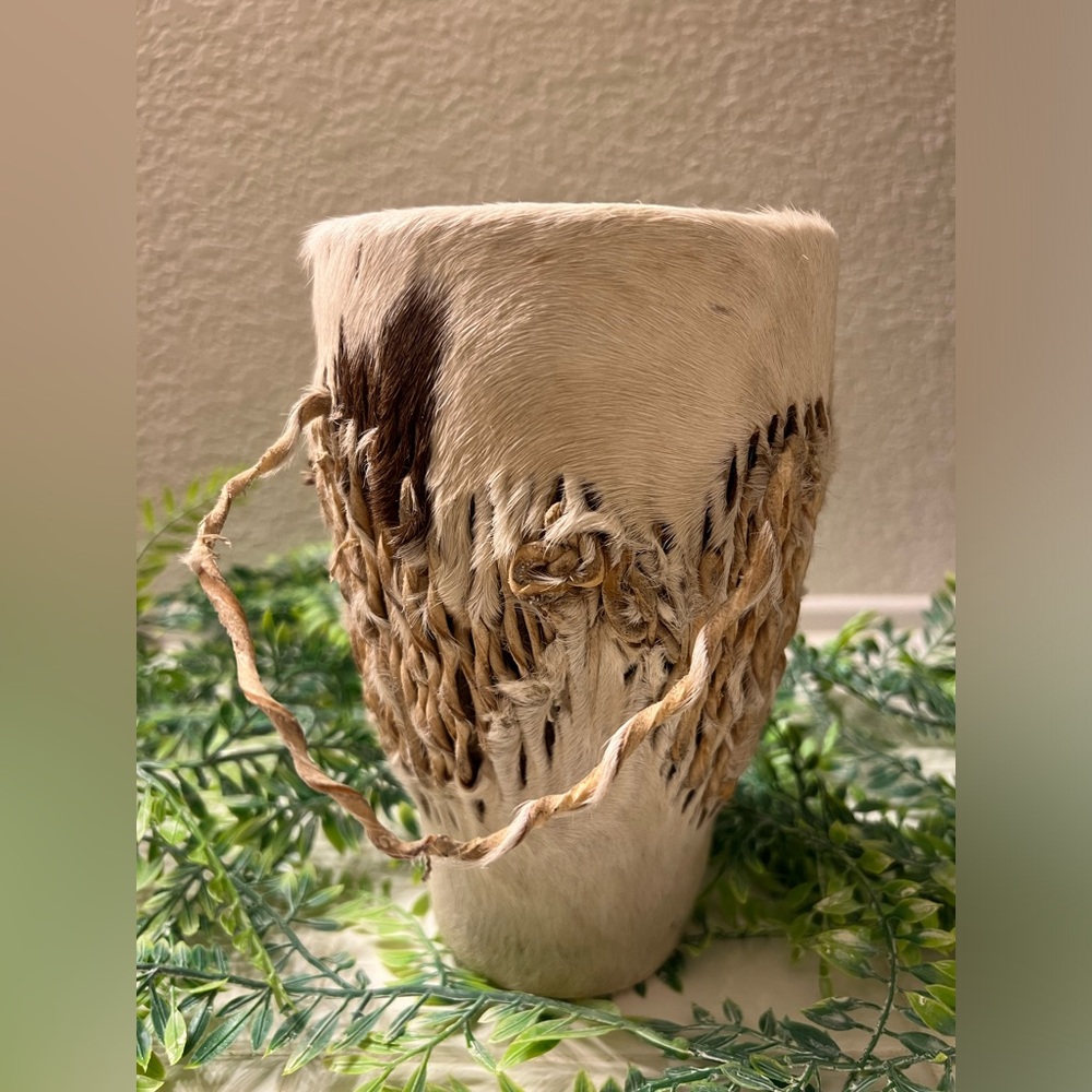 Vintage Small Tribal Djembe Style Animal Skin Hide Handcrafted Drum